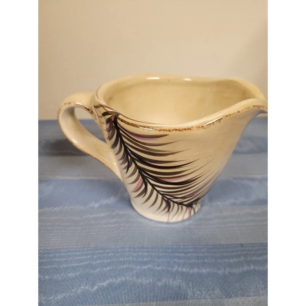 Tabletops Peacock Hand Painted NWT Cream Ceramic‎ Sugar Bowl & Creamer Gift Set